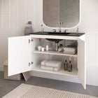 Modway - Bryn Support mural de 36" Vanette de salle de bain - Blanc Noir-Conception murale