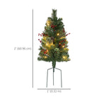 HOMCOM - Lot de 2 petits sapins de Noël éclairés - vert - 2 pieds-Placement flexible avec une conception alimentée par batterie et sans fil, l'indice d'étanchéité IP44 permet une utilisation en extérieur 