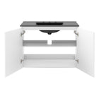 Modway - Bryn Support mural de 36" Vanette de salle de bain - Blanc Noir-Trous de robinet centraux 8"