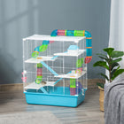 PawHut - Cage pour Hamster 5 Niveaux avec Système de Tunnels - Bleu Clair-Comprend une cabane sur le perchoir, une bouteille d'eau, une gamelle, des rampes et une roue d'exercice