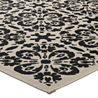 Modway - Ariana Treillis floraux vintage à l’intérieur et à l’extérieur Tapis de 5 pi l x 8 pi L - Noir et beige-Résistant aux taches / Facile à nettoyer