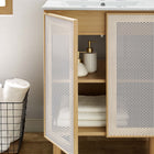 Modway - Calla 24" perforé Métal Vanette de salle de bain - Chêne blanc-Bassin d’évier en céramique