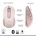 Logitech Signature M650 Souris Sans Fil - Rose-Pile d'une durée de 24 Mois: La souris multi appareils fonctionne pendant 2 ans avec seulement une pile AA qui est fournie à votre achat