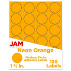JAM Paper Sceaux autocollants ronds, 1 2/3 po dia., orange néon, 120/paquet-Étiquettes en cercle
