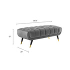 Modway - Adept 47.5" Performance Velvet Banc - Gris-Revêtement en velours de performance