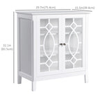 HOMCOM - Buffet vitrine 29,7 po L avec portes vitrées à double cadre - blanc-Peut être utilisée comme buffet, meuble de rangement ou meuble TV 