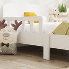 Qaba - Cadre de lit avec barrières latérales de sécurité pour filles et garçons, mobilier de chambre - blanc-Les coins arrondis et les bords lisses offrent un espace de sommeil sûr
