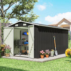 Outsunny - Remise de jardin extérieure robuste 12 pi x 10 pi, gris foncé-La structure en acier renforcé résiste aux vents forts et aux fortes charges de neige 
