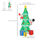 HOMCOM - Arbre de Noël gonflable de 7FT LED Décoration extérieure Père Noël - Vert-L'air peut être drainé pour un rangement facile 