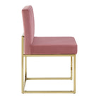 Modway - Carriage Performance Velvet Chaise à manger Ensemble de 2 - Rose Poussiéreuse d’Or-Chaise à base de traîneau