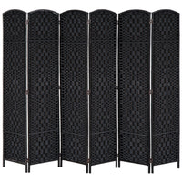 HOMCOM - Séparateur de pièce autoportant 6 panneaux tressé à la main pour bureau à domicile - noir-Idéal pour créer un espace personnel ou diviser de grandes pièces 
