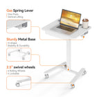 ShoppingAll - Chariot pneumatique de bureau pour ordinateur portable à hauteur réglable - blanc-La hauteur du bureau peut être facilement réglée de 75 cm à 109 cm / 29,5" à 42,9" en une seule pression grâce au système pneumatique intégré.