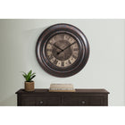 Monarch Specialties - Horloge - 30 po Rond - Surdimensionné Grand - Horloge Murale - Brun - Transitionnel-Repères numériques romains classiques imprimés et aiguilles métalliques noires pour un affichage analogique facile à lire