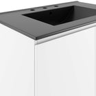 Modway - Bryn Fixation murale de 30" Vanette de salle de bain - Blanc Noir-Évier en céramique avec comptoir intégré