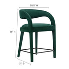 Modway - Pinnacle Performance Velvet Tabouret de comptoir - Vert Noir - Ensemble de 2-Sellerie en velours Performance résistante aux taches