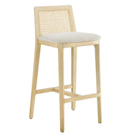 Modway - Monarch Bois et rotin Tabouret de bar - Ivoire blanc ancien tissé naturel à bruyère-Cadre en bois de hêtre