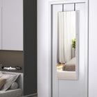 HOMCOM - Armoire à bijoux miroir avec lumières led et 2 clés - 14,5 po L x 47,25 po l x 4 po H - blanc-6 lumières LED (pile non incluse) offrent une lumière vive lors de la recherche de bijoux 
