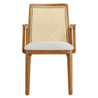 Modway - Monarch Bois et rotin Fauteuil à manger - Miel Ivoire naturel tissé à bruyère-8