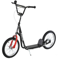 Aosom - Trottinette de rue pour jeunes avec roue gonflable de 16 po, doubles freins - noir-Aide votre enfant à améliorer son sens de l’équilibre et à renforcer sa force 