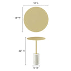 Modway - Lyric Manche Table d’appoint - Laiton blanc-Marbre blanc