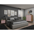Manhattan Comfort - Rockefeller commode haute et table de chevet style milieu du siècle - nature et rose poudré - ensemble de 2-Choisissez le design de votre poignée lorsque le produit est chez vous Option pour une poignée découpée ou un look affleurant