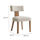 Modway - Nalani Tissu tapis Chaises de salle à manger Ensemble de 2 - Tissage à bruyère, ivoire brun foncé-Pieds en bois massif et soutien pour le dos