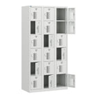 Ceha - Casier NH Series 6 niveaux, aérations avant, acier de qualité commerciale, expédition rapide, batterie de 3 - Serrure à tige standard, gris clair-Porte-étiquette sur la porte
