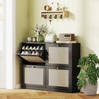 HOMCOM - Armoire à chaussures étroite avec 4 tiroirs rabattables pour entrée ou couloir - noir-Quatre tiroirs basculants pouvant contenir jusqu'à 20 paires de chaussures 
