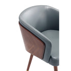 Manhattan Comfort - Lot de 2 chaises de salle à manger modernes Reeva 59 cm, revêtement similicuir, noyer et gris graphite-Revêtu d’un similicuir luxueux avec rembourrage en mousse
