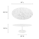 Modway - Lippa Ovale de 48 po Faux marbre Table basse - Blanc-Table en marbre artificiel