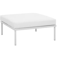 Modway - Harmony Terrasse extérieure Aluminium Ottoman in Blanc blanc-Tissu en toile toutes saisons