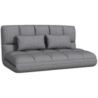 HOMCOM - Canapé paresseux de sol pliable et réglable avec 2 coussins - gris-9 angles de dossier (max : 180°) vous permettent de le convertir d’un canapé paresseux en fauteuil inclinable ou en position plate 