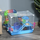 PawHut - Cage pour hamster 18 po L Grande Maison pour petits animaux à 2 niveaux - Bleue-Convient aux petits animaux comme les hamsters, souris, gerbilles, etc. Non adapté aux races plus grandes comme les hamsters syriens