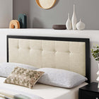 Modway - Draper Touffe Tissu et bois Tête de lit King, Noir beige-Rembourrage en mousse dense