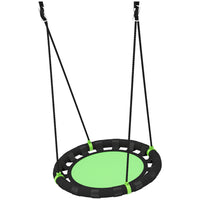 Qaba - Balançoire soucoupe pour enfants - Ronde de 61 cm - Verte-Les tubes métalliques avec rembourrage en mousse empêchent la rouille et améliorent la sécurité 