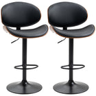 HOMCOM - Tabourets de bar avec dossier courbé et repose-pieds - noir - paquet de 2-Emballé par lot de 2, idéal pour créer un look assorti dans votre maison 
