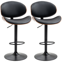 HOMCOM - Tabourets de bar avec dossier courbé et repose-pieds - noir - paquet de 2-Emballé par lot de 2, idéal pour créer un look assorti dans votre maison 
