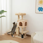 PawHut - Arbre à chat 41 po avec poteaux à griffer, lit, condo - beige-Le revêtement en peluche douce offre un confort douillet aux chats 