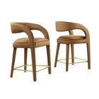 Modway - Pinnacle Performance Velvet Tabouret de comptoir - Or brun - Ensemble de 2-Ensemble de tabourets moderne