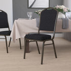 Flash Furniture – Chaise banquet empilable à dossier couronne, siège 2,5 po, doré avec tissu noir (FDC01GVS0806)-Siège et dossier rembourrés