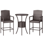 Outsunny - Ensemble bar de patio 3 pièces avec seau à glace, brun foncé-Cet ensemble classique de bar en osier 3 pièces avec 1 table et 2 tabourets est un excellent ajout à tout espace extérieur  