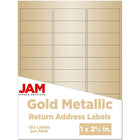 Jam Paper Étiquettes postales, 1 x 2,63 po, or métallique, 120/paquet (40732537)-Étiquettes avec adresse d’expédition