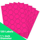 JAM Paper Sceaux autocollants ronds, 1 2/3 po dia., rose néon, 120/paquet-Rose néon