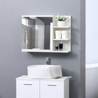 Kleankin - Armoire à pharmacie murale avec miroir - blanc-Les étagères à 5 niveaux offrent un espace de rangement suffisant pour vos objets 