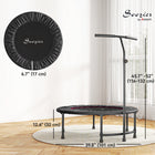 Soozier - Mini Trampoline D’Exercice 39 po, Rebondisseur Fitness Intérieur - Noir-Bandes élastiques au lieu de ressorts avec une housse extérieure pour éviter les pincements accidentels et les blessures    