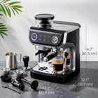 HOMCOM - Machine à espresso avec broyeur intégré et mousseur à lait - noir-Le chauffe-tasses supérieur maintient la température de la boisson du premier au dernier goût