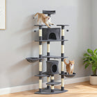 PawHut - grand arbre à chat 79 po avec poteaux à griffer, hamac - gris foncé-Les plateformes et niches offrent un espace confortable pour que vos chats se détendent			 