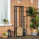 HOMCOM - Porte-bûches pour cheminée- 15,7 po x 9,8 po x 59,1 po-Fabriqué avec de l’acier sélectionné pour plus de solidité 