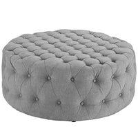 Modway - Amour Tissu rembourré Ottoman - Gris clair-Ottoman rond luxueux