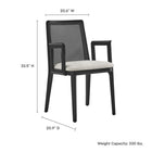 Modway - Monarch Bois et rotin Fauteuil à manger - Ivoire à tissage noir noir à bruyère-Rembourrage en mousse dense